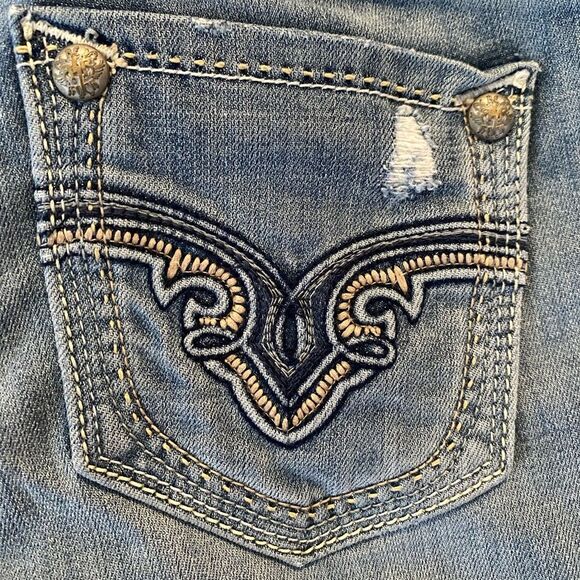 REROCK for EXPRESS Jeans‎ Skinny low rise Embellished distressed light size 0 - Picture 3 of 14